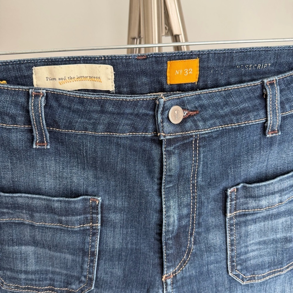 Pilcro Anthropologie High-Rise Flare Wide Leg Jeans - Dark Blue Size 32 - Picture 5 of 8